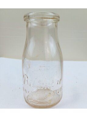 Vintage Biltmore Dairy Half Pint Milk Bottle Clear Glass Embossed Duraglas '53
